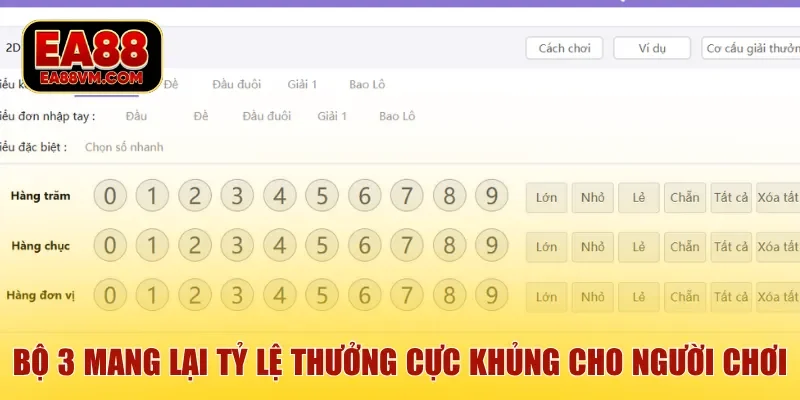 Bộ 3 mang lại tỷ lệ thưởng cực khủng cho người chơi